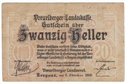 AUSTRIA - 20 Heller - 01.10.1919 - P S 146 - Vorarlberg - Autriche