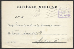 Portugal 1949 Carte Franchise Postal Colégio Militar Collège Militaire Cachet Langue Latin Militar School Official Paid - Cartas & Documentos