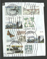 DENMARK Dänemark O 2023 Cover Cut Out With 9 Stamps Air Plane Butterfly Bridge Sculpture Etc. - Usati