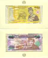 Set Brunei 25 50 Ringgit Dollars Paper & Polymer 2017 1992 + Gov. Issued Folder - Brunei