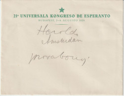 AKEO Envelope About 21st World Esperanto Conference In Budapest Text In Esperanto Universala Kongreso En Budapesto 1929 - Esperanto