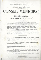 78 Seine Et Oise Yvelines - SEVRES - Procès-verbal De La Ville Du 27 Mai 1936 - Construction Hôtel Des Postes - VACLE - Documents Historiques