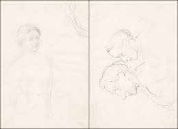 (Portrait Einer Frau / Portrait Of A Woman) - Femme / Zeichnung Dessin Drawing - Prints & Engravings