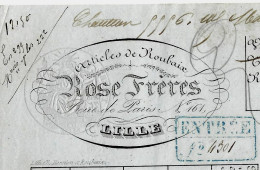 1850 TRANSPORT ROULAGE LETTRE DE VOITURE Articles De Roubaix Lille Rose Frères  Balle De Tissus Revers Montlieu Charente - 1800 – 1899