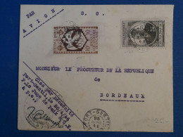 BQ 6 AEF   BELLE LETTRE 1945 PORT GENTIL A BORDEAUX FRANCE +AFF. PLAISANT+ - Storia Postale