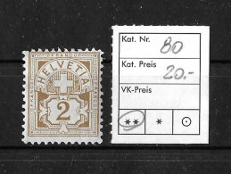 1906  ZIFFERMUSTER  Faserpapier Mit Wasserzeichen    ►SBK-80**◄ - Nuovi