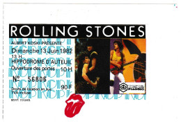 Les Rolling Stones à L'Hyppodrome D'Auteuil, 13 Juin 1982 (2ème Et Dernier Tiquet) - Autographs