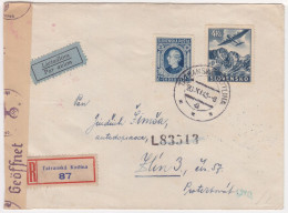 1943 Slovakia Registered Air Mail Cover Letter.  Tatranska Kotlina, Zlin, Protektorat. Censorship. (C03218) - Lettres & Documents