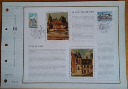 Document Philatélique Premier Jour Le Chateau De Gien; Le Clos-Lucé,(Ambroise ; Gien ) 23 Juin/18 Aout 1973, CEF Soie 61 - Châteaux