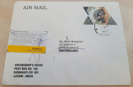 INDIA,2011,RETURN TO SENDER LABEL,AIR MAIL COVER TO SWITZERLAND, TORTOISE STAMP, GUWAHATI - Brieven En Documenten