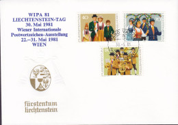 Liechtenstein WIPA 81 Lichtenstein-Tag Wiener Internationale Postwertzeichen Ausstellung Trachten (II) Complete Set - Briefe U. Dokumente