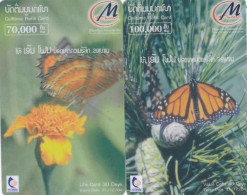 Laos 2 Phonecards Remote - - - Butterfly - Laos