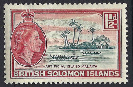 BRITISH SOLOMON ISLANDS 1956 QEII 1½d Slate-Green & Carmine-Red SG84 MH - Salomonen (...-1978)