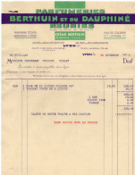69 LYON FACTURE 1937 PARFUMERIES BERTHUIN Et Du Dauphiné Réunis Parfumerie D'OKYS OLERISS Parfum   -X170 Rhône - Droguerie & Parfumerie