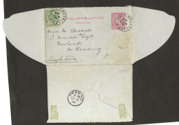 CARTE-LETTRE / OMSLAGBRIEF 10ct Type 46 De Bruxelles 1896 Vers La Grande Bretagne / Reading - Enveloppes-lettres