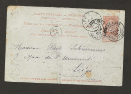 CARTE POSTALE 10 Ct Brun Réponse De France 1898 Vers Liège - Antwoord-betaald Briefkaarten
