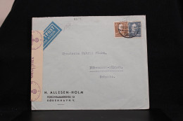 Denmark 1940's Censored Air Mail Cover To Switzerland__(8214) - Luchtpostzegels