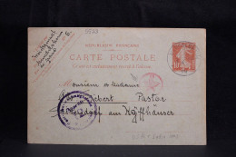 France 1919 Mundolsheim Censored Stationery Card To Germany__(5523) - Cartes/Enveloppes Réponse T