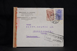 Greece 1943 Thessaloniki Censored Air Mail Cover To Germany__(6799) - Cartas & Documentos