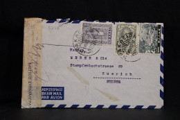 Greece 1950 Iraklion Censored Air Mail Cover To Switzerland__(6778) - Storia Postale