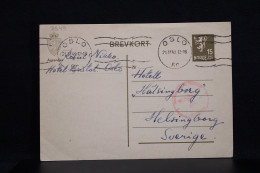 Norway 1940 Oslo Censored Stationery Card To Sweden__(7649) - Ganzsachen
