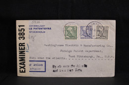 Sweden 1942 Stockholm 7 Censored Air Mail Cover To USA__(5826) - Briefe U. Dokumente