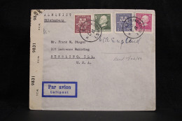 Sweden 1943 Hälsingborg Censored Air Mail Cover To USA__(5796) - Briefe U. Dokumente