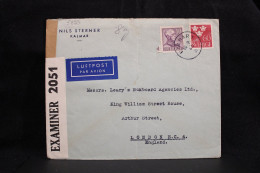 Sweden 1944 Kalmar 1 Censored Air Mail Cover To UK__(5823) - Cartas & Documentos