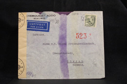 Sweden 1944 Malmö Censored Air Mail Cover To Switzerland__(5873) - Briefe U. Dokumente