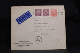 Sweden 1944 Stockholm Censored Air Mail Cover To Germany__(5637) - Briefe U. Dokumente