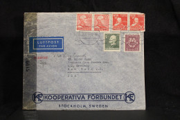 Sweden 1944 Stockholm Censored Air Mail Cover To USA__(5761) - Briefe U. Dokumente