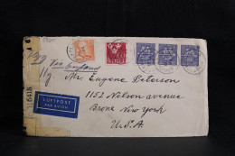 Sweden 1944 Stockholm Censored Air Mail Cover To USA__(5820) - Lettres & Documents