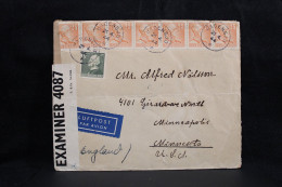 Sweden 1944 Vadensjö Censored Air Mail Cover To UK__(5778) - Lettres & Documents