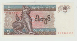 Banknote Central Bank Of Myanmar (burma) 5 Kyats 1996-97 UNC - Myanmar