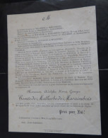 AVIS DE DECES -  MONSIEUR ADOLPHE HENRI GEORGES  COMTE DE MALHERBE DE MARAIMBOIS - 1907 - Obituary Notices