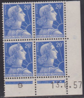FRANCE N° 1011B* MARIANNE DE MULLER COIN DATE 13/6/57 - 1950-1959