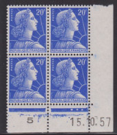FRANCE N° 1011B** MARIANNE DE MULLER COIN DATE 15/10/57 - 1950-1959