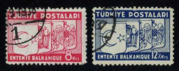Türkiye 1937 Mi 1014-1015 Balkan Entente, Treaty | Coat Of Arms Of The States Of The Entente, Joint Issues - Gebraucht