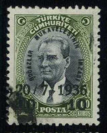 Türkiye 1936  Mi 1007 Mustafa Kemal ATATÜRK (1881-1938) Staatsprasident | Overprint - Usati