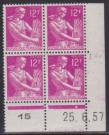 FRANCE N° 1116** MOISSONNEUSE COIN DATE 25/6/57 - 1950-1959