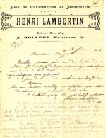 FACTURE.84.VAUCLUSE.BOLLENE.BOIS DE CONSTRUCTION & MENUISERIE. H.LAMBERTIN BOULEVARD VICTOR HUGO. - Straßenhandel Und Kleingewerbe