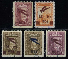 Türkiye 1934 Mi 980-984 Airmail Stamps First Issue, Opening Of The Ankara-Istanbul Airmail Line - Used Stamps