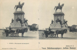 Stereographic Image ( Julien Damoy ) Postcard Italy Rome Monument De Garibaldi Carriage - Altare Della Patria