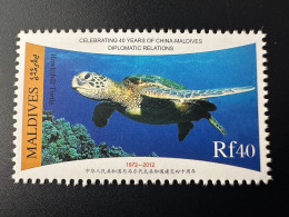 Maldives 2012 / 2013 Mi. 4841 Diplomatic Relations China Chine 40 Years Hawkshill Turtle Tortue Schildkröte Marine Fauna - Nuovi