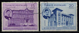 Türkiye 1950 Mi 1264-1265 3rd Congress Of Turkish Cooperative System, Istanbul | Mithat Pasha And Security Bank - Gebraucht