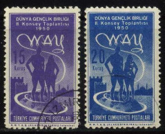 Türkiye 1950 Mi 1249-1250 2nd World Youth Council (WAY) Meeting | Boy And Girl And Globe - Used Stamps