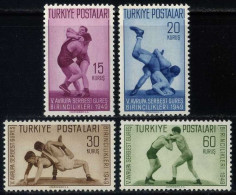 Türkiye 1949 Mi 1231-1234 [Mint No Gum] 5th European Wrestling Championships, Istanbul | Martial Arts, Wrestlers - Wrestling