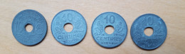 4 PIÈCES: 10 CENTIMES (1941 FRANCE LIBRE , 1941, 1942, 1943 ETAT FRANÇAIS) - 10 Centimes