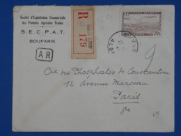 AY19  ALGERIE   BELLE  LETTRE RECO. 1947 PETIT BUREAU BOUFARIK   A PARIS FRANCE +PA 20F  AFFR. PLAISANT+ + - Airmail