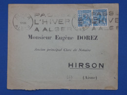 AY19  ALGERIE   BELLE  LETTRE  1928 ALGER    A  HIRSON FRANCE +PAIRE  AFFR. PLAISANT+ + - Briefe U. Dokumente